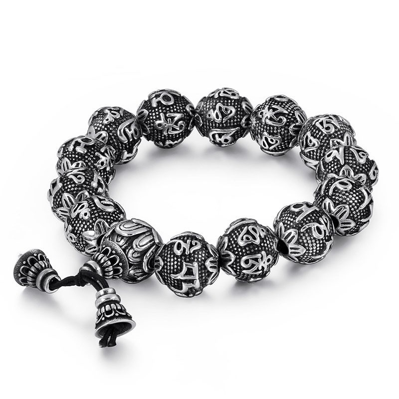 Herren Titan Modeschmuck Sechs Worte Der Wahrheit Buddha Perlenarmband Titanarmband