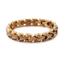 Titan Modeschmuck Drachenschuppenmuster Cooles Männerarmband Vintage Versilbertes Kielarmband