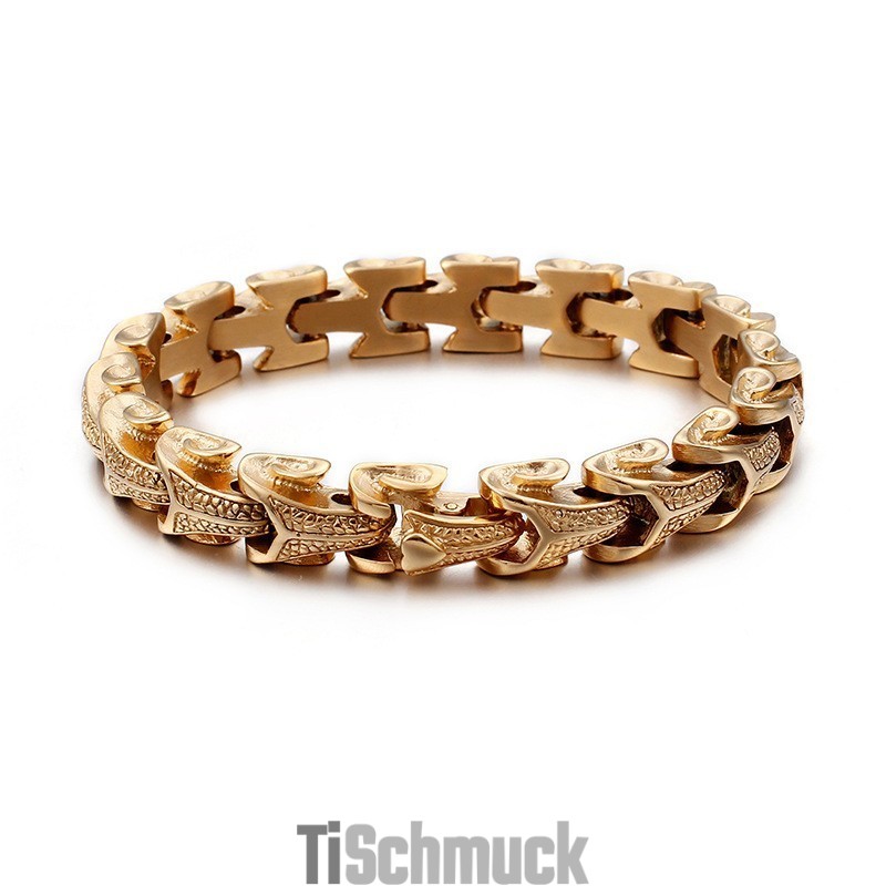 Titan Modeschmuck Drachenschuppenmuster Cooles Männerarmband Vintage Versilbertes Kielarmband