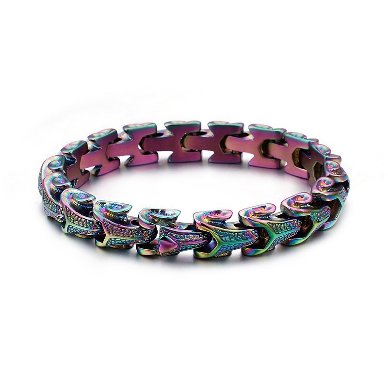 Titan Modeschmuck Drachenschuppen Cooles Herrenarmband Vintage Versilbert Kielarmband
