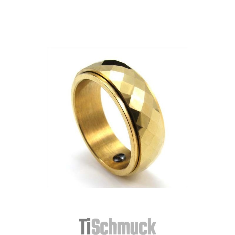 Neuer Stil Goldener Facettierter Wolframring