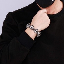 Cooles Modisches Titanarmband Mit Tigerkopf-Kreuz Und Blumenverschluss Für Männer