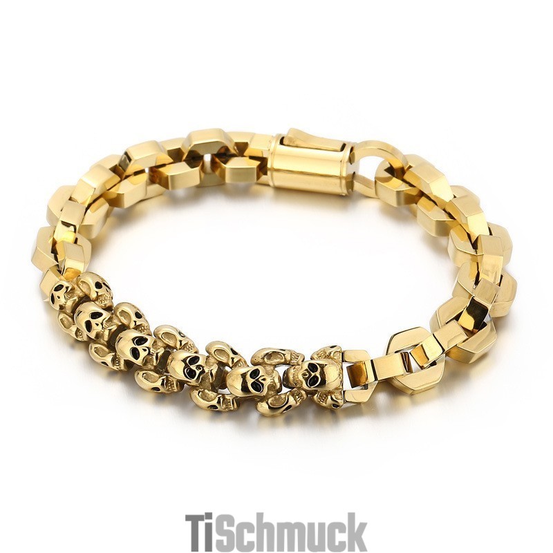 Genähtes Totenkopf-Polygon-Titanarmband Für Männer Genähtes Totenkopf-Polygon-Titanarmband Für Männer