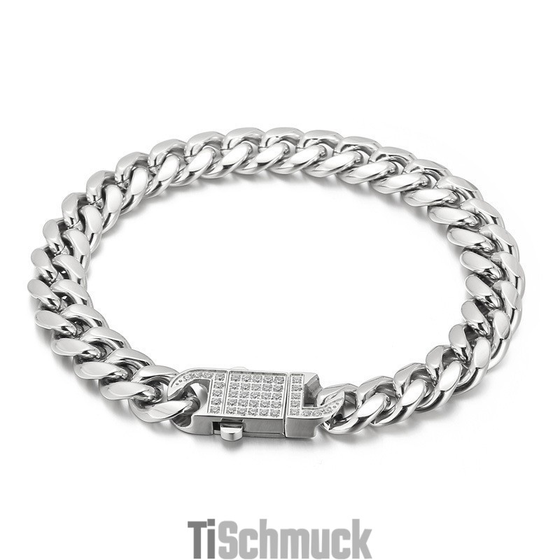 Kubanische Kette Mit Diamanten Herren Titan Armband Halskette