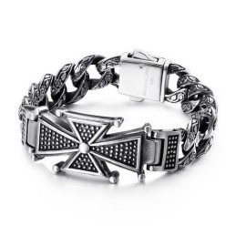 Cooles Totenkopfkreuz Mit Zirkonia Titan Armband