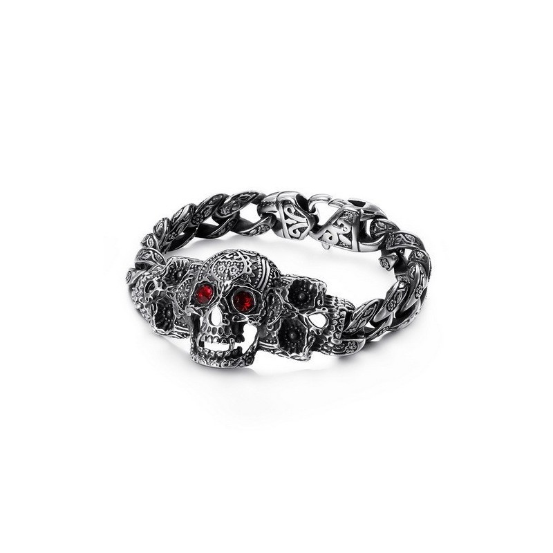 Cooles Totenkopfkreuz Mit Zirkonia Titan Armband