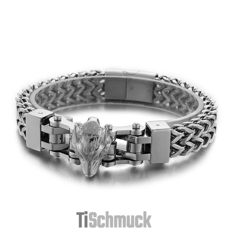 Cooles Herren Titan Armband Mit Wolfskopf Cooles Herren Titan Armband Mit Wolfskopf
