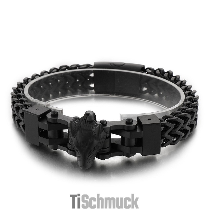 Mode Cool Hip Hop Herren Titan Armband Mit Wolfskopf Beschichtung Mode Cool Hip Hop Herren Titan Armband Mit Wolfskopf Beschichtung