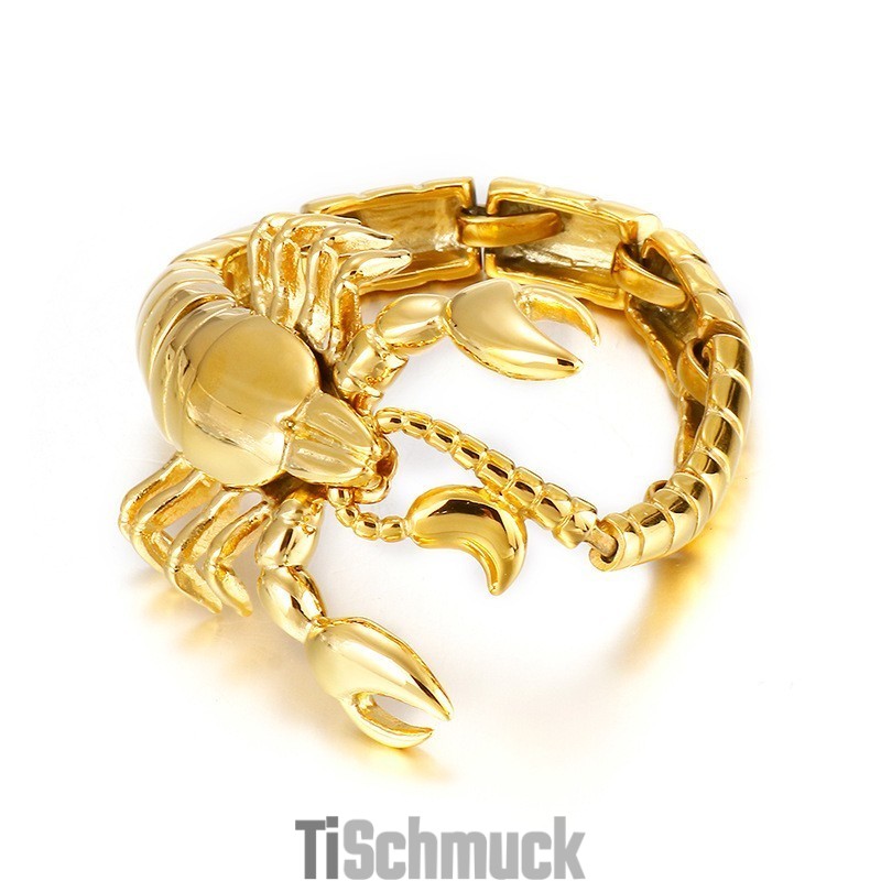 Cooles Goldenes Skorpion-Titanarmband Für Männer Cooles Goldenes Skorpion-Titanarmband Für Männer