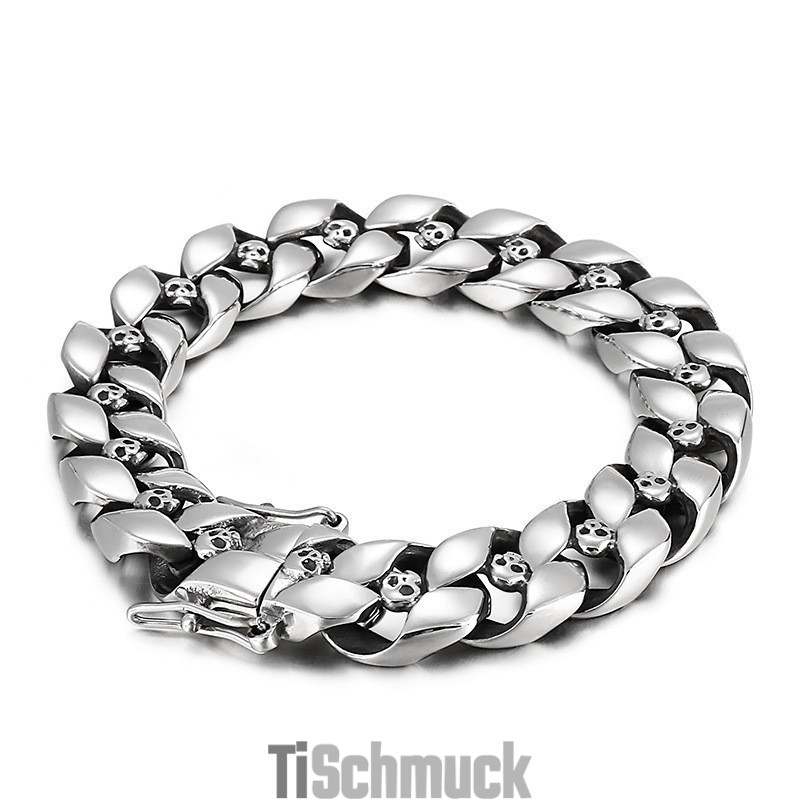 Modisches Hip-Hop-Armband Aus Titan Mit Totenkopf-Motiv Für Herren Modisches Hip-Hop-Armband Aus Titan Mit Totenkopf-Motiv Für Herren