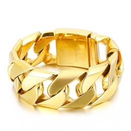 Modisches, Goldenes, 31 Mm Breites, Cooles Hip-Hop-Armband Aus Titan