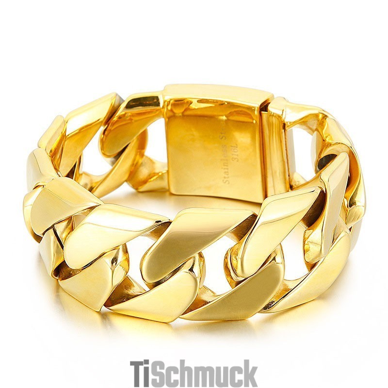 Modisches, Goldenes, 31 Mm Breites, Cooles Hip-Hop-Armband Aus Titan Modisches, Goldenes, 31 Mm Breites, Cooles Hip-Hop-Armband Aus Titan