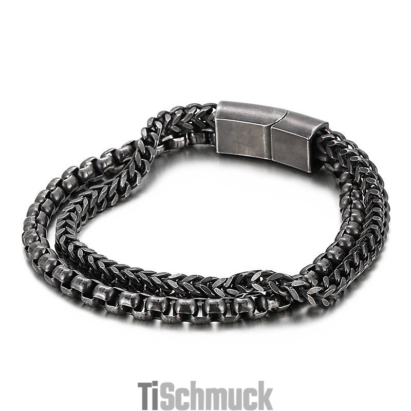 Quadratisches Doppellagiges Herren-Titanarmband Quadratisches Doppellagiges Herren-Titanarmband