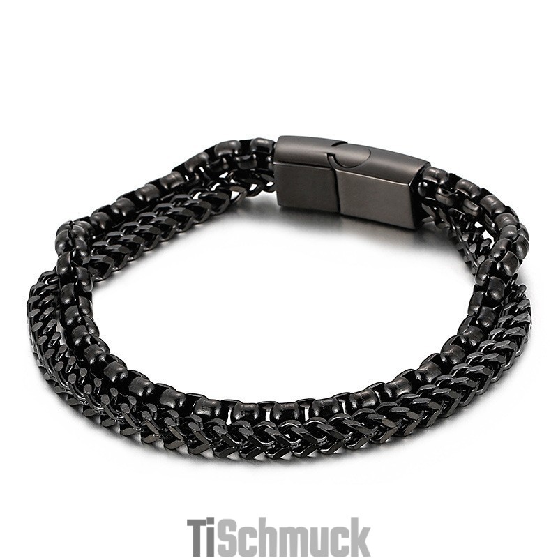 Quadratisches Doppellagiges Herren-Titanarmband Quadratisches Doppellagiges Herren-Titanarmband