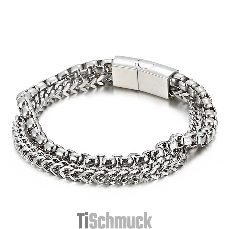 Quadratisches Doppellagiges Herren-Titanarmband