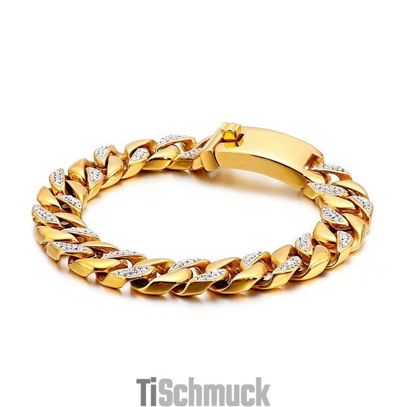 Hip Hop Hip Hop Style Schmuck 19K Gold Herren Titan Armband Mit Diamanten