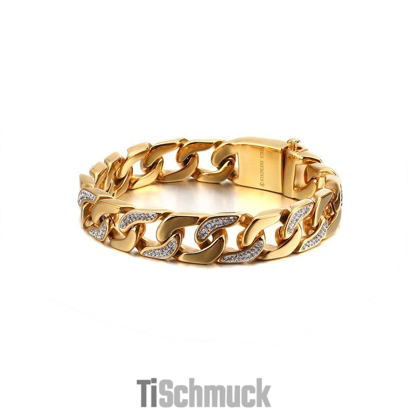 Übertriebenes Herren Titan Armband Mit Diamanten Im Hip-Hop Stil Übertriebenes Herren Titan Armband Mit Diamanten Im Hip-Hop Stil