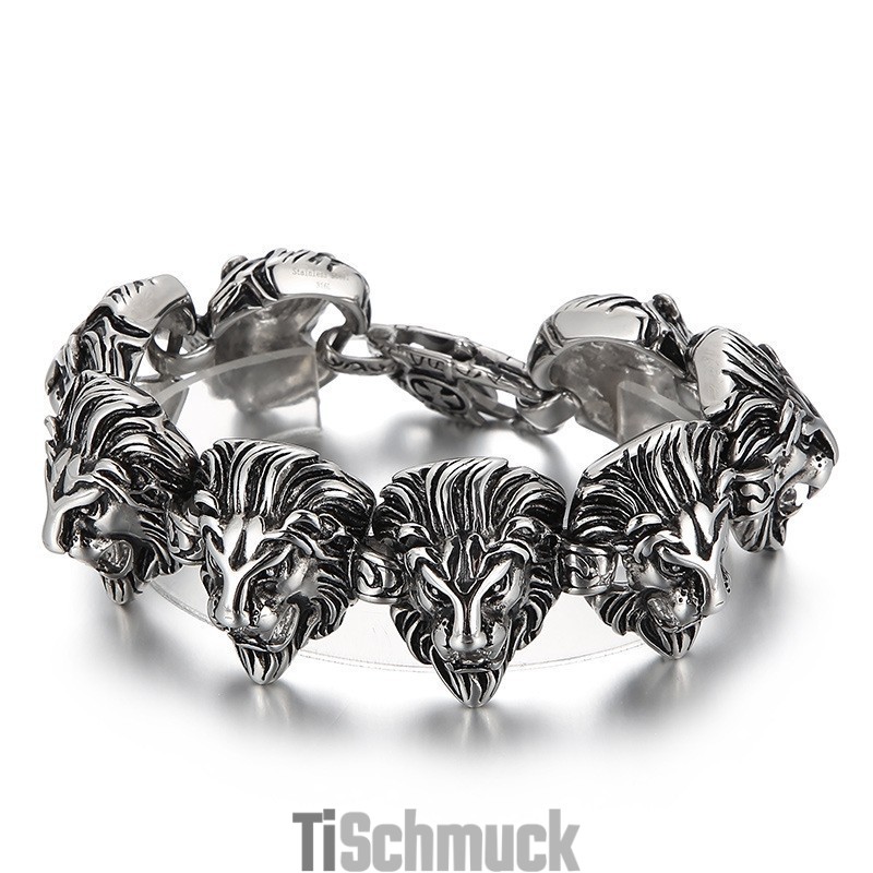Titanarmband Mit Löwenkopf Als Alternatives Wildtier
