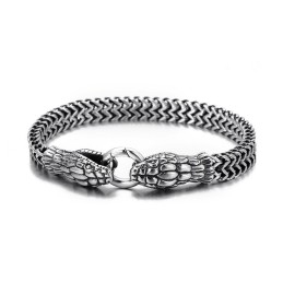 Vintage Cool Fashion Doppelköpfiges Schlangen-Titan-Armband Für Männer