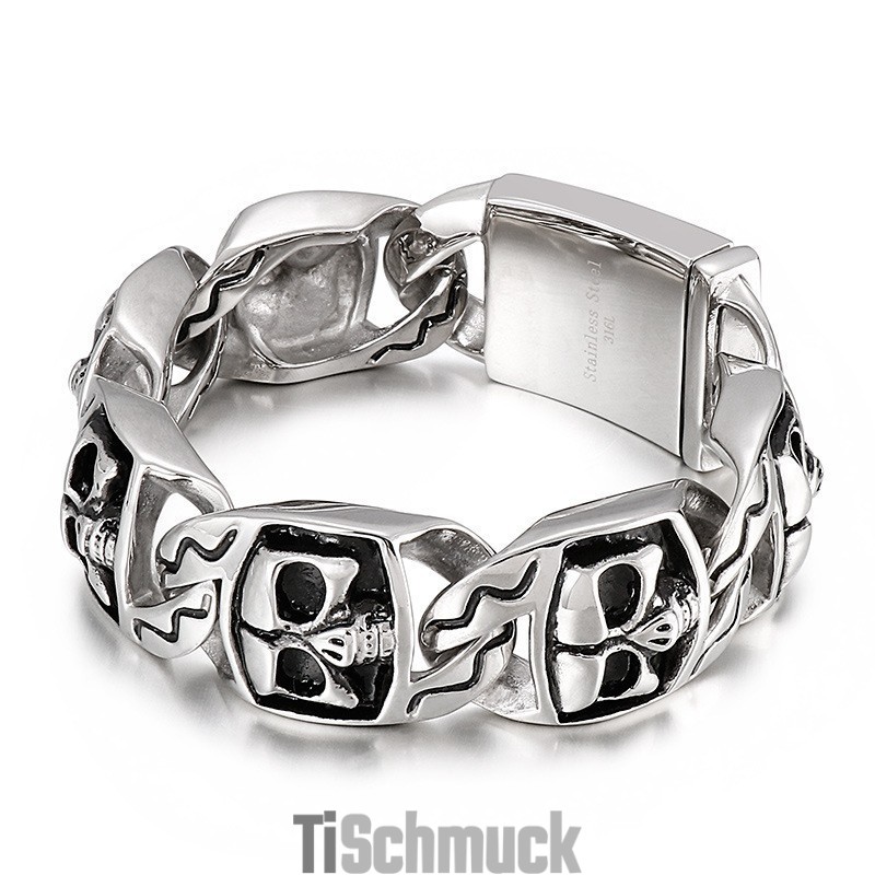 Beliebtes Cooles Totenkopf-Herren-Titanarmband Beliebtes Cooles Totenkopf-Herren-Titanarmband