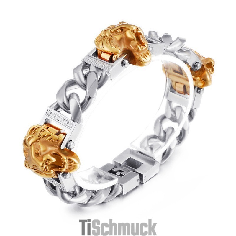 Löwenkopf-Armband, Armband, Armband, Hiphop, Street Dance, Männlich, Titan-Schmuck Löwenkopf-Armband, Armband, Armband, Hiphop, Street Dance, Männlich, Titan-Schmuck