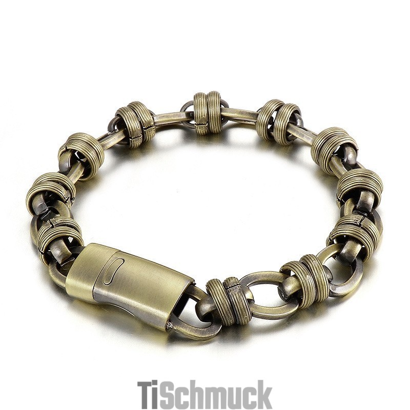 Vintage Bronze Oval Titan Herrenarmband