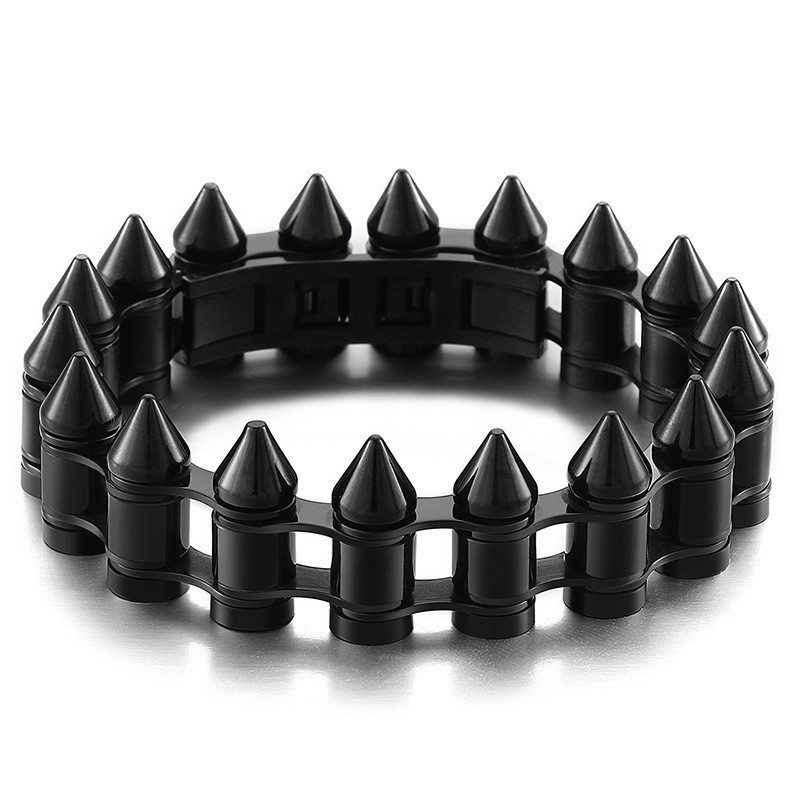 Modisches Titan-Bikerarmband Für Herren Mit Bullet Head