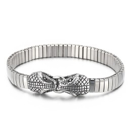 Cooles Titanarmband Mit Doppelschlangenkopf Im Schicken Stil Für Männer