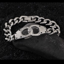 Modisches, Geometrisch Gewebtes Titanarmband Mit Handschellen Für Männer