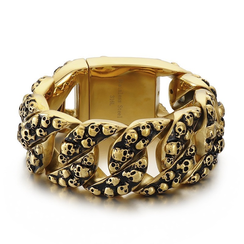 Übertrieben Schickes Totenkopf-Titanarmband Für Männer