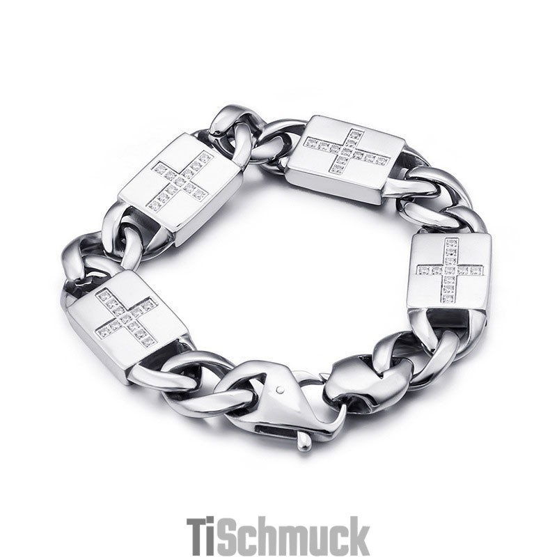 Fashion Rock Hip-Hop Stil Kreuz Mit Diamanten Titan Armbänder Fashion Rock Hip-Hop Stil Kreuz Mit Diamanten Titan Armbänder