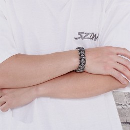 Übertriebenes Totenkopf-Biker-Titan-Armband Für Männer