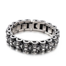 Übertriebenes Totenkopf-Biker-Titan-Armband Für Männer