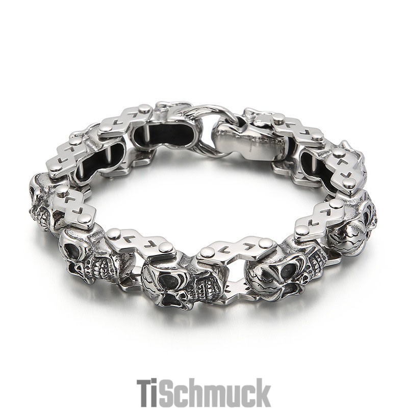 Mode Chic Floral Schädel Herren Titan Armband Mode Chic Floral Schädel Herren Titan Armband