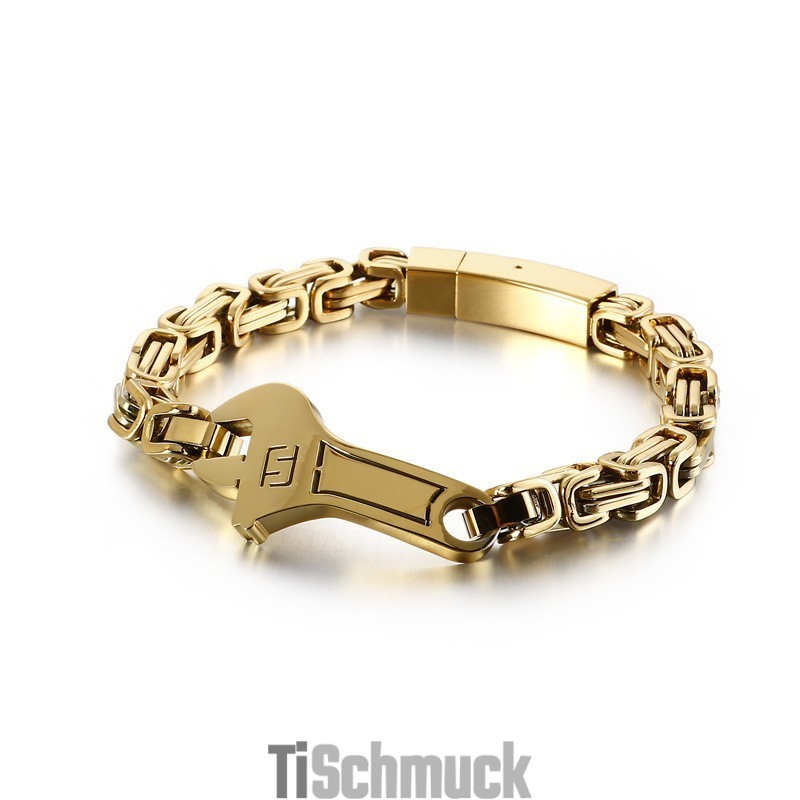 Cooles Herren-Titanarmband Mit Gebogener Platte Und Schraubenschlüsselrücken Cooles Herren-Titanarmband Mit Gebogener Platte Und Schraubenschlüsselrücken