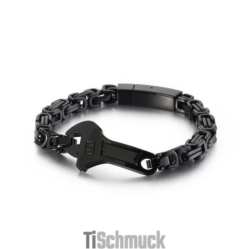 Cooles Herren-Titanarmband Mit Gebogener Platte Und Schraubenschlüsselrücken