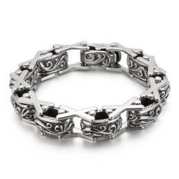 Cooles Florales X-Förmiges Hohles Titanarmband Für Männer