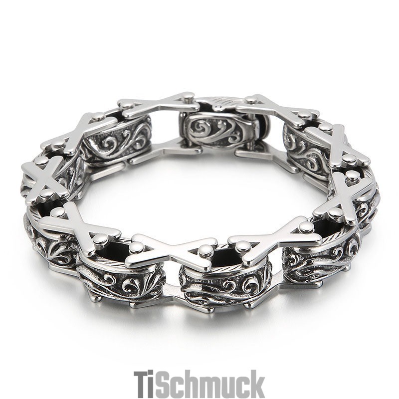 Cooles Florales X-Förmiges Hohles Titanarmband Für Männer Cooles Florales X-Förmiges Hohles Titanarmband Für Männer