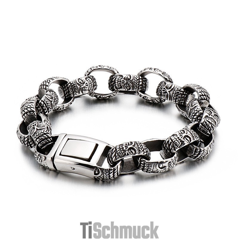 Quadratisches Buddhakopf-Titanarmband Für Männer