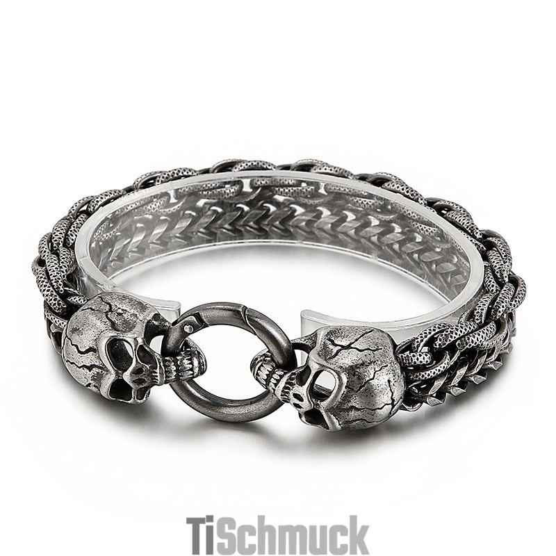 Cooles, Modisches, Schickes Totenkopf-Titanarmband Für Männer