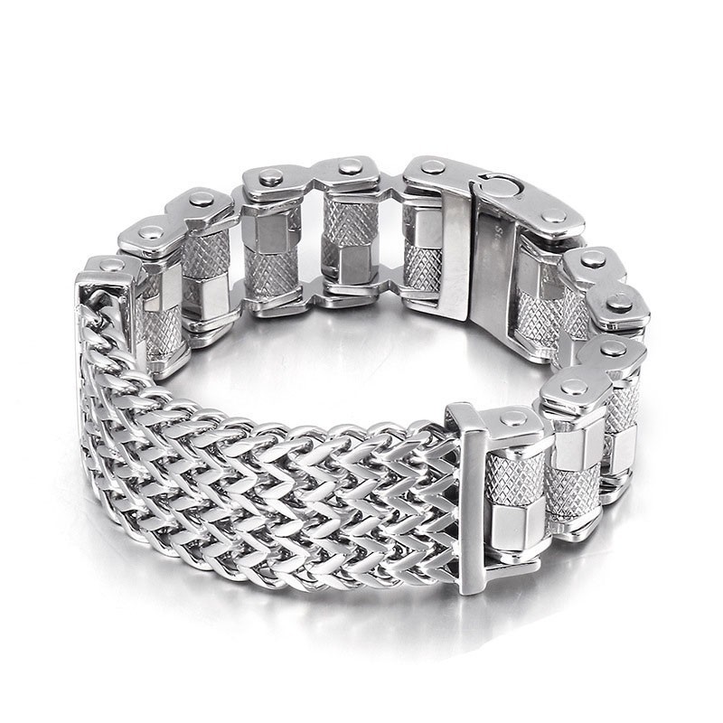 Beliebtes Titanarmband Für Herren Im Biker-Stil Aus Stahl