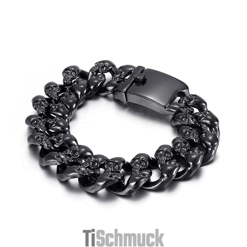 Cooles Doppelschädel-Titanarmband Für Herren
