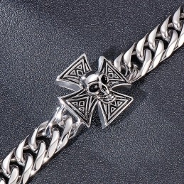Cooles Herren-Armband Mit Kreuz Und Totenkopf