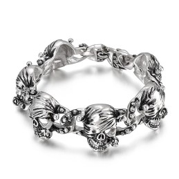 Beliebtes Titanarmband Mit Geschwärztem Totenkopf Für Herren