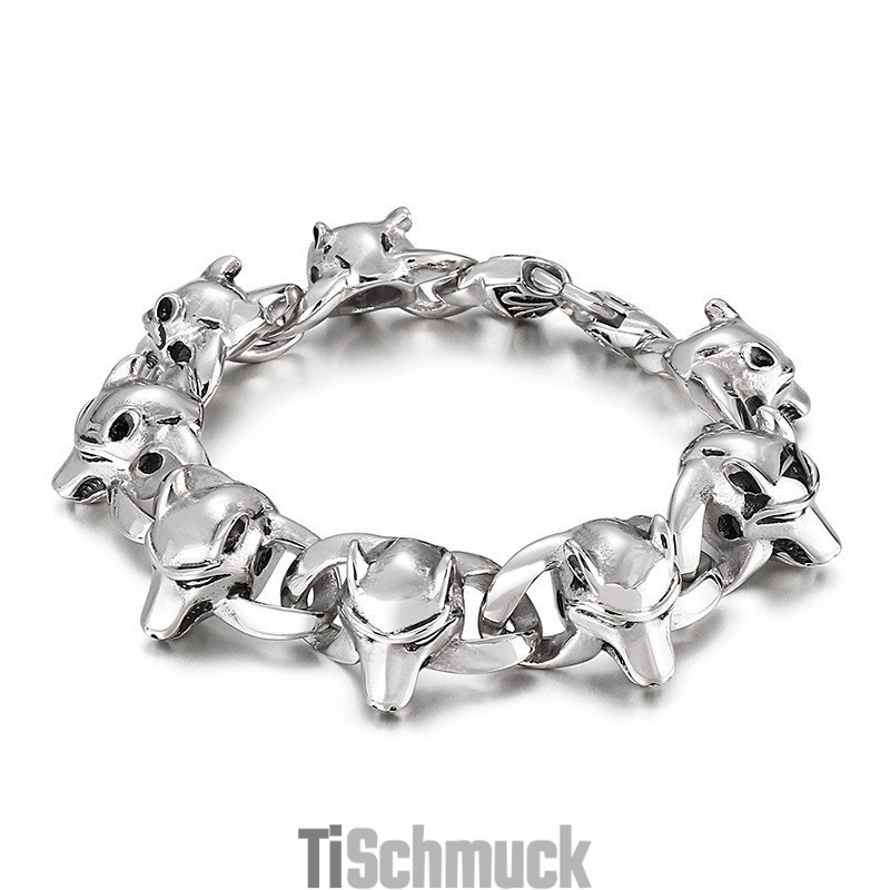 Beliebtes Titanarmband Für Herren Mit Tierkopf Beliebtes Titanarmband Für Herren Mit Tierkopf