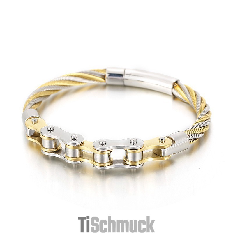 Schickes Titan-Biker-Kettenspleißarmband Für Herren Und Damen Schickes Titan-Biker-Kettenspleißarmband Für Herren Und Damen