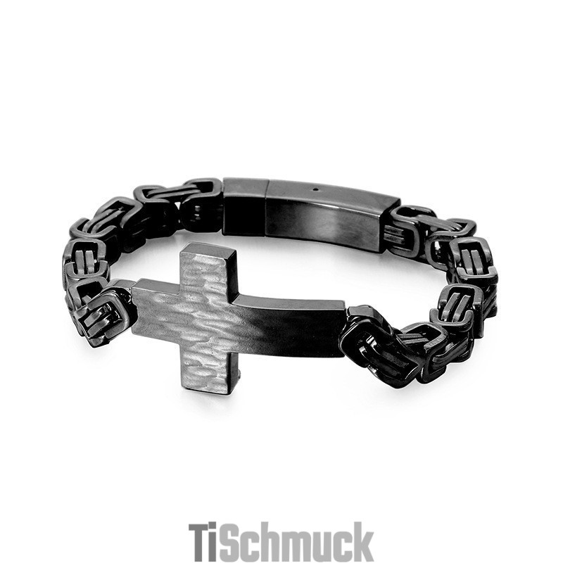 Kruzifix-Biegearmband Herren-Kettenarmband Mit Kaiserrücken Kruzifix-Biegearmband Herren-Kettenarmband Mit Kaiserrücken