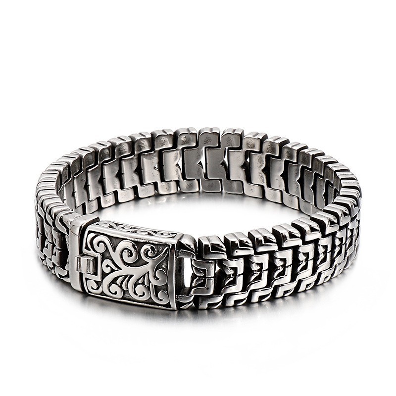 Cooles Titanarmband Mit Blumenförmiger Schnalle Cooles Titanarmband Mit Blumenförmiger Schnalle