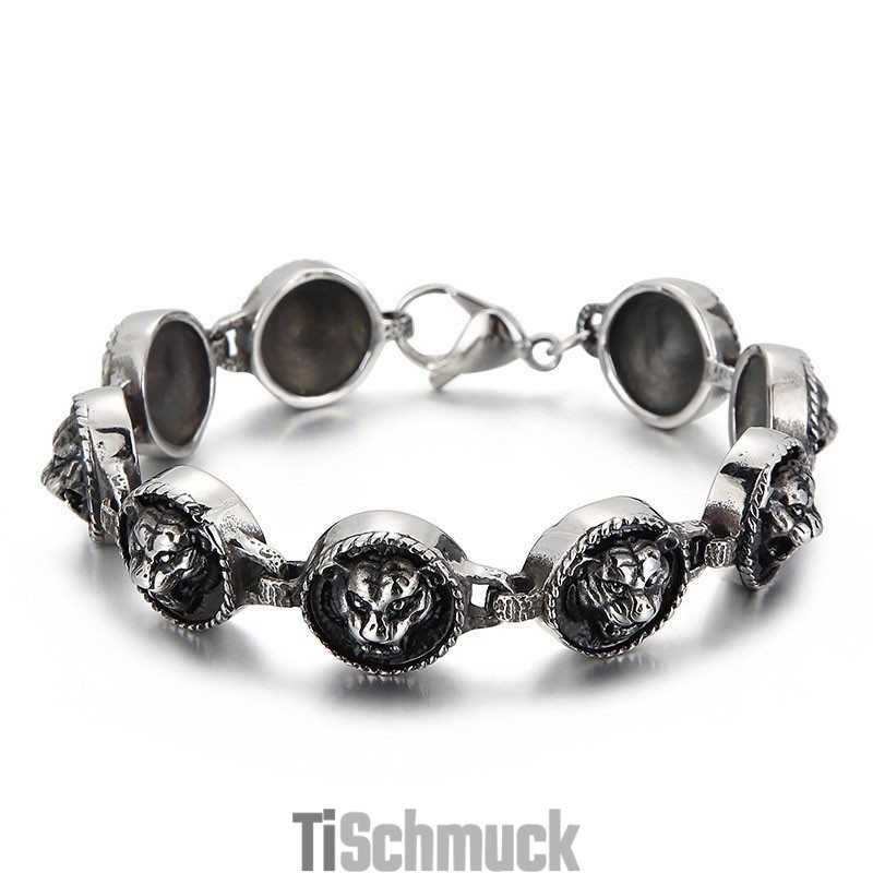 Cooles Rundes Titanarmband Im Hip-Hop-Stil Mit Tigerkopf Für Männer