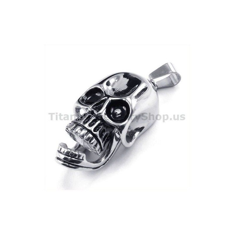 Anhänger Aus Reinem Titan Mit Totenkopf-Design, Inklusive Kette
